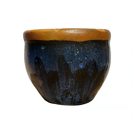 VASO RUSTICO DE CERAMICA IMPORTADO MARRAKECH AZUL D56XA48CM