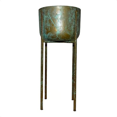 FLOREIRO INDIANO DE CHAO METAL VERDE COM SUPORTE