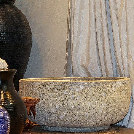 BACIA VIETNAMITA CERAMICA IMPORTADA ITALIA ATLANTIS D63XA27CM