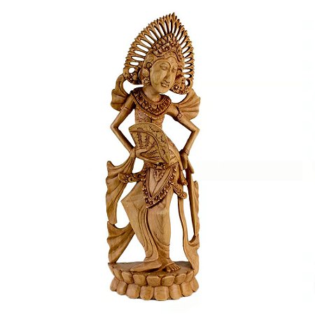 ESCULTURA APSARA MADEIRA IMPORTADA