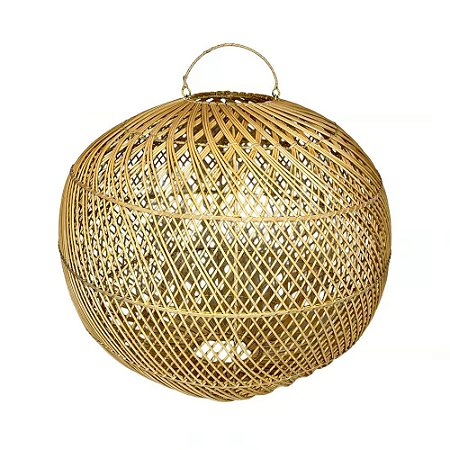 LUMINARIA PENDENTE FIBRA RATTAN IMPORTADA BOIPEBA D85XA60CM