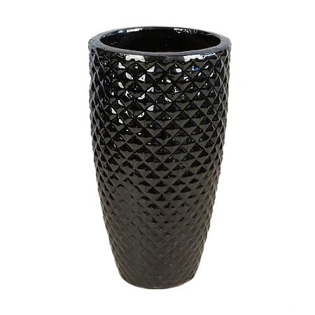 VASO VIETNAMITA DE CERAMICA IMPORTADO HAVANA PRETO D34XA57CM