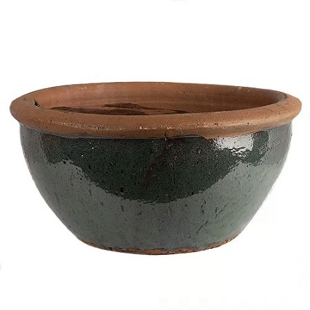 BACIA RUSTICA CERAMICA IMPORTADA BARCELONA VERDE D52XA27CM
