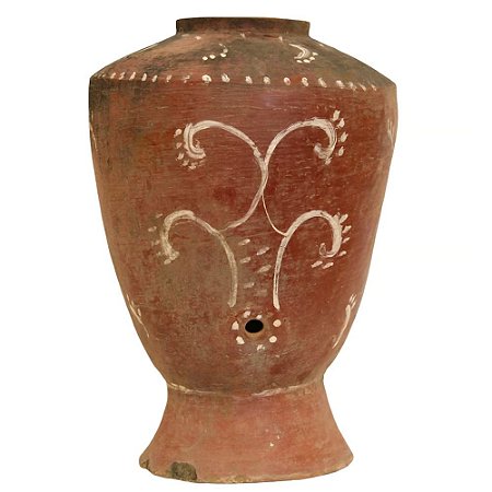 VASO DE BARRO ANTIGO TALHA TERRACOTA DESENHADA BAHIA D35XA50CM
