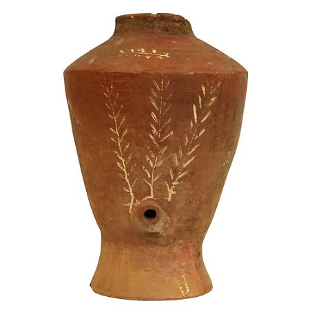 VASO DE BARRO ANTIGO TALHA TERRACOTA DESENHADA BAHIA D35XA50CM