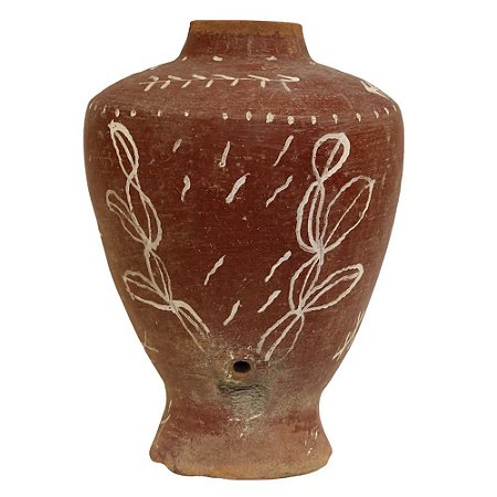 VASO DE BARRO ANTIGO TALHA DESENHADA BAHIA D40XA55CM