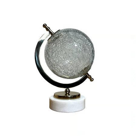 GLOBO DECORATIVO CRISTAL INDIANO BASE EM MARMORE 25CM