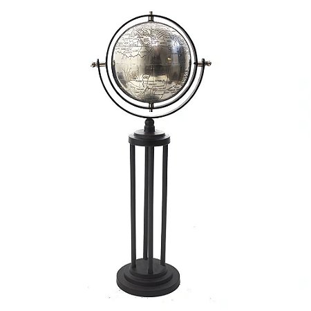 GLOBO INDIANO PRATA COM SUPORTE PRETO