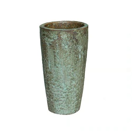 VASO VIETNAMITA DE CERAMICA IMPORTADO MALDIVAS MUSGO D30XA54CM