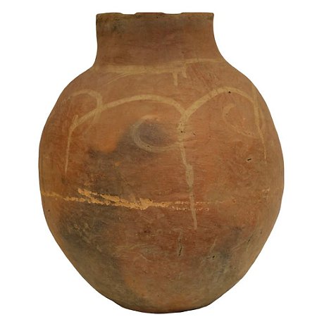 VASO DE BARRO ANTIGO MORINGA TERRACOTA DESENHADA BAHIA D40XA50CM
