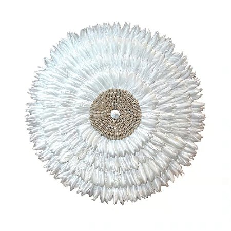 CESTARIA DE PAREDE BALI PLUME BRANCA D70CM