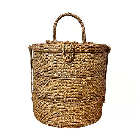 CESTA ORGANIZADORA ARTESANAL BALI EM RATTAN