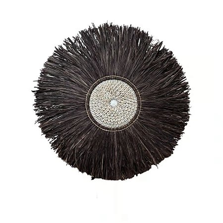 CESTARIA DE PAREDE BALI EM FIBRA NATURAL E BUZIOS BRATAN BROWN D60CM