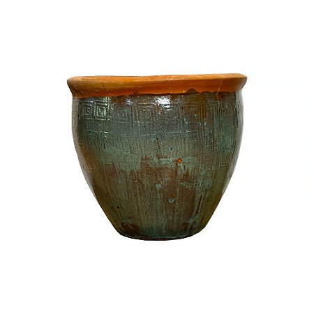 VASO RUSTICO DE CERAMICA IMPORTADO XANGAI VERDE D51XA48CM