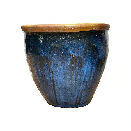 VASO RUSTICO DE CERAMICA IMPORTADO XANGAI AZUL D51XA48CM