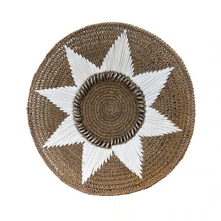 PRATO ARTESANAL ESTRELA COM CONCHA BALI 50CM