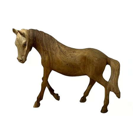 ESCULTURA IMPORTADA CAVALO DECORATIVO EM MADEIRA L30XA12CM