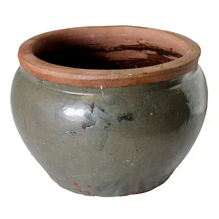 BACIA RUSTICA CERAMICA IMPORTADA MACAU VERDE D36XA26CM