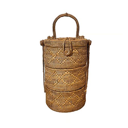 CESTA ORGANIZADORA ARTESANAL BALI EM RATTAN