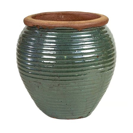 VASO CERAMICA IMPORTADO GALES RUSTICO DE VERDE D32XA34CM