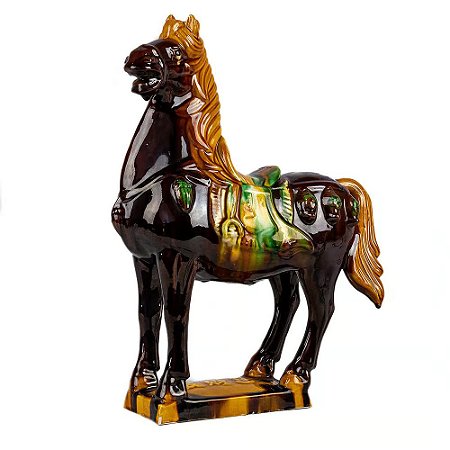 ESTATUETA CAVALO EM PORCELANA MARROM