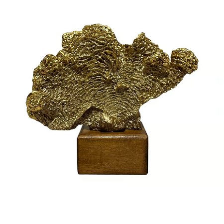 CORAL DECORATIVO DOURADO EM RESINA COLECAO OCEAN ART L25XA21CM