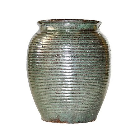 VASO CERAMICA IMPORTADO GALES RUSTICO DE VERDE D26XA30CM