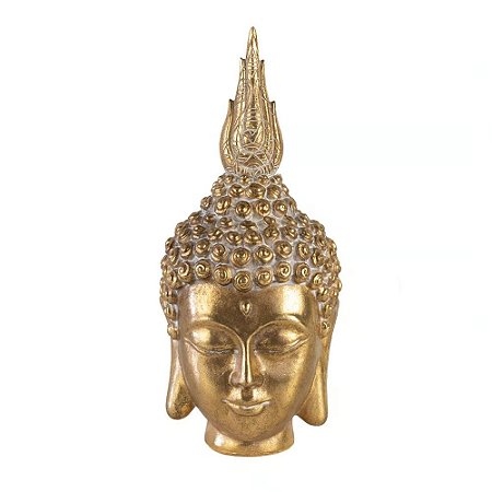 ESCULTURA CABECA BUDA TIBETANO DOURADA