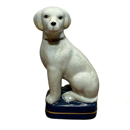 ESCULTURA IMPORTADA CACHORRO EM PORCELANA 20CM DIREITO