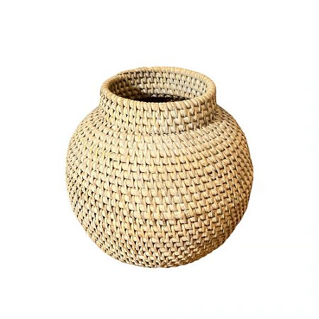 POTE DECORATIVO BALI EM RATTAN BRANCO