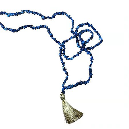 COLAR DE MESA DECORATIVO AZUL EM PEDRA NATURAL 75CM