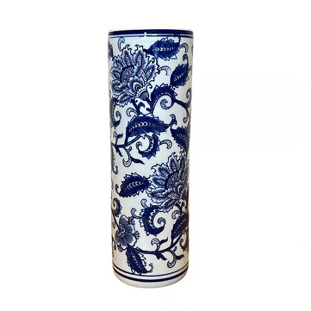 PORTA GUARDA CHUVA PORCELANA AZUL BRANCO HARMONIA D11XA30CM