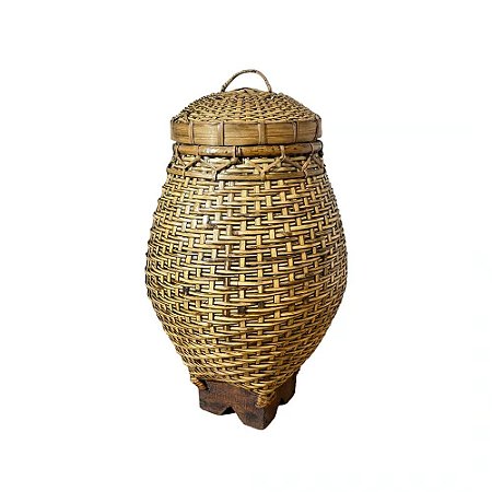 POTE DECORATIVO BALI BAMBU COM TAMPA