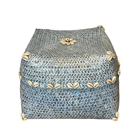 CAIXA FIBRA NATURAL AZUL COM CONCHAS
