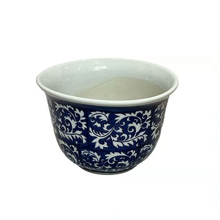 CACHEPOT PORCELANA AZUL E BRANCA BOREAL D16XA12CM