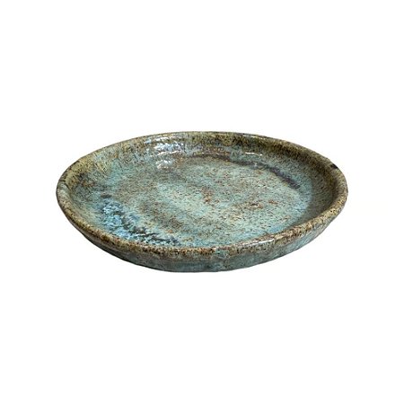 PRATO VIETNAMITA CERAMICA IMPORTADA REDONDO MUSGO 21CM