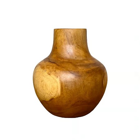 VASO MORINGA DECORATIVA EM MADEIRA NATURAL