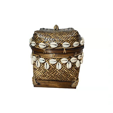 CAIXA BALI BAMBU COM CONCHAS
