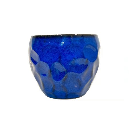 VASO VIETNAMITA DE CERAMICA IMPORTADO ARMENIA AZUL D24XA18CM