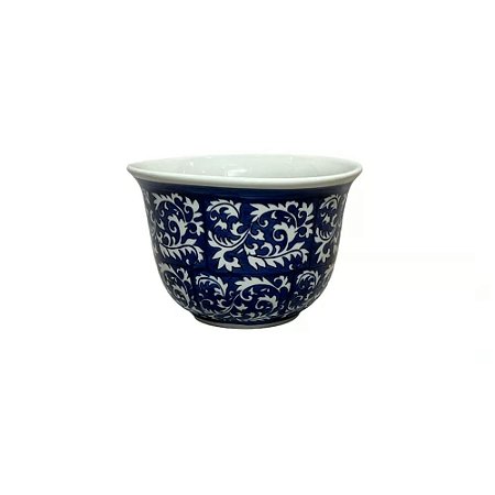 CACHEPOT PORCELANA AZUL E BRANCA BOREAL D11XA08CM