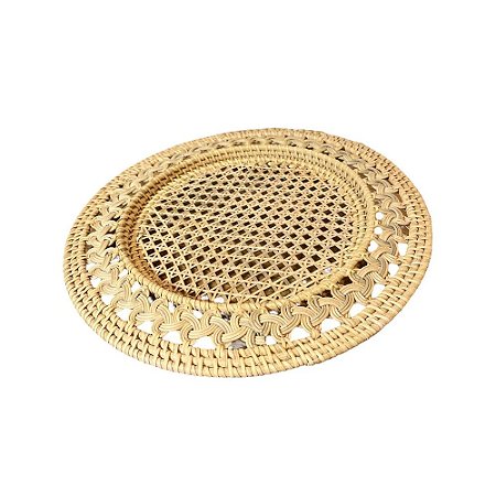 SOUSPLAT REDONDO RATTAN CLARO BALI TRABALHADO