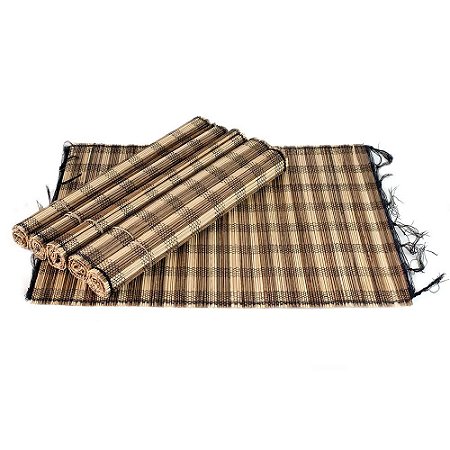 JOGO AMERICANO FIBRA NATURAL TRANCADO CONJUNTO COM 6