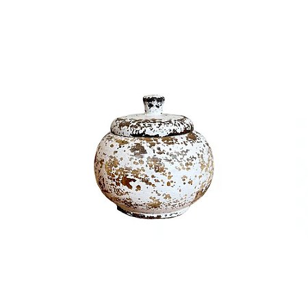 CONJUNTO 2 CACHEPOT DECORATIVOS EM MADEIRA WHITEWASH COM TAMPA