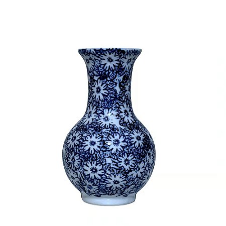 MINI FLOREIRO IMPORTADO PORCELANA AZUL E BRANCO FLORAL D07XA11CM