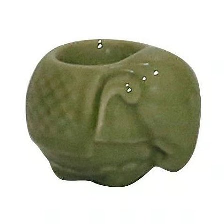 CASTICAL DECORATIVO EM PORCELANA ELEFANTE VERDE