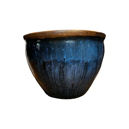 VASO RUSTICO DE CERAMICA IMPORTADO XANGAI AZUL D83XA61CM