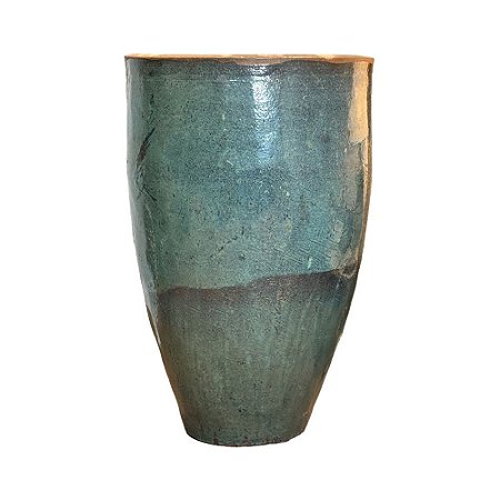 VASO RUSTICO DE CERAMICA IMPORTADO AUSTRALIA VERDE D61XA96CM