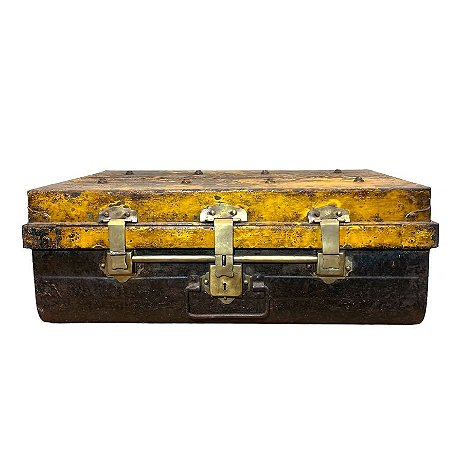 BAU BALI ANTIQUE METAL AMARELO 68X44X26CM