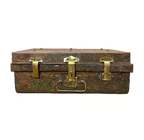 BAU BALI ANTIQUE METAL VERDEAMARELO 60X40X22CM