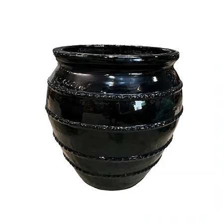 VASO VIETNAMITA DE CERAMICA IMPORTADO CHIPRE PRETO D50XA53CM